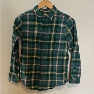 Boys LS Green Plaid Button-Down Shirt